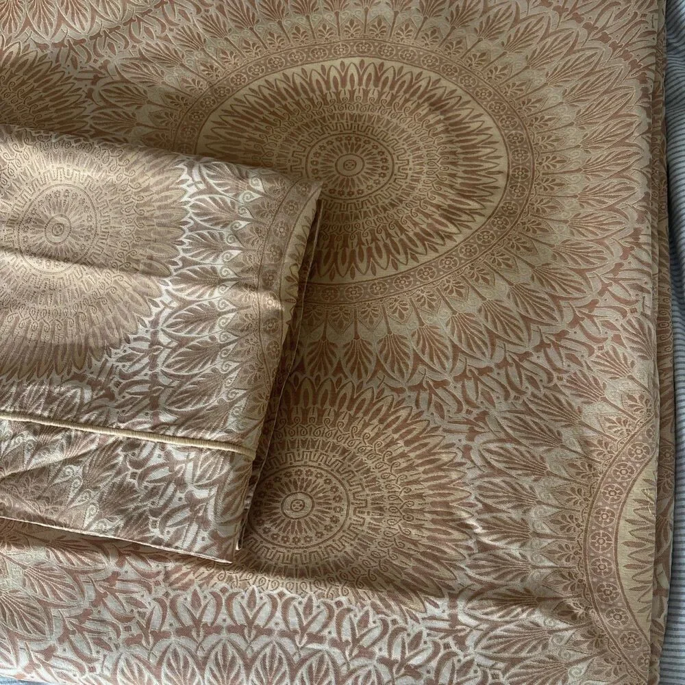Peacock Alley Couture Gold Medallion King Duvet w/2 Shams Egyptian Cotton USA
